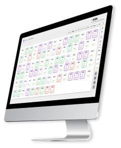 ASA PMS room rack view showing all hotel rooms along with occupancy and maintenance status